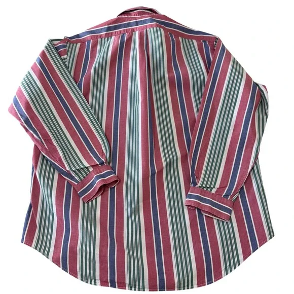 Ralph Lauren Striped Button Down Shirt Men Classic Fit Red Green Blue - Picture 4 of 7
